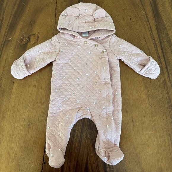 Carter's Other - NEW Carter’s Pink & Floral Quilted Baby Girl Footed One Piece Outerwear 3M
